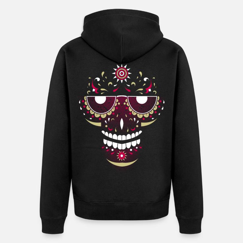 Lächelnder Schädel - Unisex Premium Bio Zip Hoodie - Schwarz