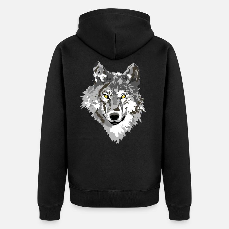 Wolf dark - Unisex Premium Bio Zip Hoodie - Schwarz