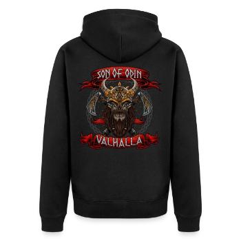 Son of Odin - Valhalla - Viking Warrior - Unisex Premium Organic Zip Hoodie - black - Back - Nico (187cm)