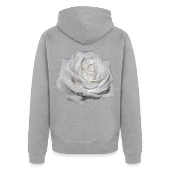 FLEUR Rose Blanche - Veste à capuche bio Premium Unisexe - gris chiné - Dos - Nico (187cm)