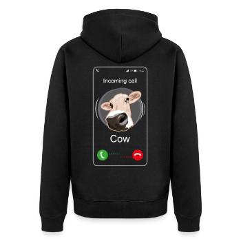 Appel entrant vache - appel drôle - Veste à capuche bio Premium Unisexe - noir - Dos - Nico (187cm)