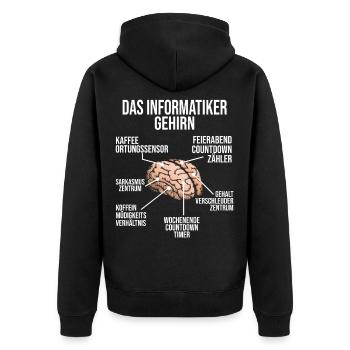 Informatiker Gehirn Geschenk Programmierer - Unisex Premium Bio Zip Hoodie - Schwarz - Hinten - Nico (187cm)