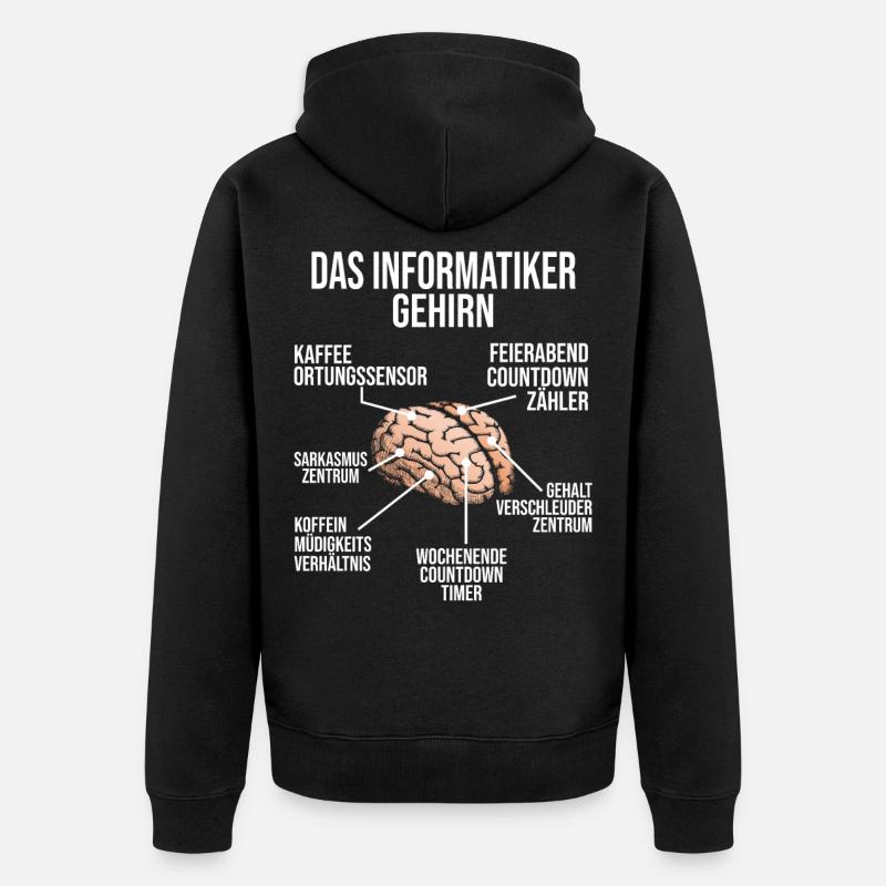 Informatiker Gehirn Geschenk Programmierer - Unisex Premium Bio Zip Hoodie - Schwarz