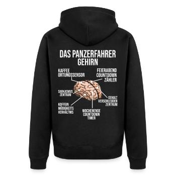 Panzerfahrer Gehirn Panzer Fahrer Militär - Unisex Premium Bio Zip Hoodie - Schwarz - Hinten - Nico (187cm)