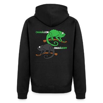 Chamäleon Chameleoff Eidechse Lustig Reptilien - Unisex Premium Bio Zip Hoodie - Schwarz - Hinten - Nico (187cm)