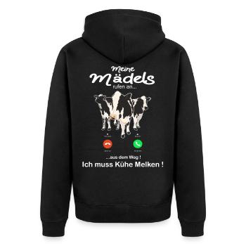 Kühe Landwirt Bauer Kuh Design Geschenkidee - Unisex Premium Bio Zip Hoodie - Schwarz - Hinten - Nico (187cm)
