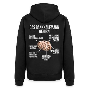 Bankkaufmann Gehirn Bank-Kaufmann Banker - Unisex Premium Bio Zip Hoodie - Schwarz - Hinten - Nico (187cm)