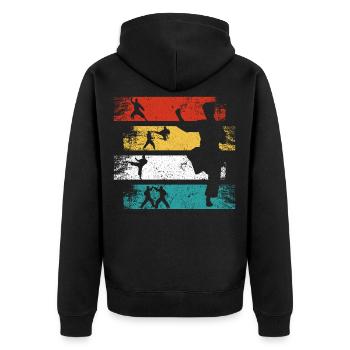 Vintage Judo Karate Martial Arts Retro Judoka - Unisex Premium Organic Zip Hoodie - black - Back - Nico (187cm)