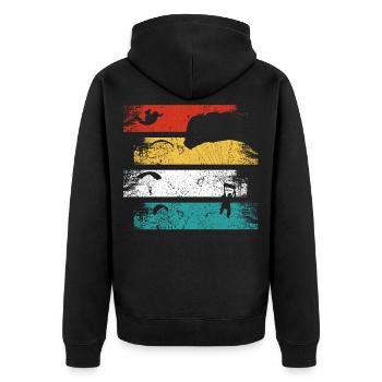 Vintage Paragleiter Gleitschirmflieger Retro - Unisex Premium Bio Zip Hoodie - Schwarz - Hinten - Nico (187cm)
