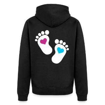 Bébé pieds parents enfant en bas âge fils enceinte - Veste à capuche bio Premium Unisexe - noir - Dos - Nico (187cm)