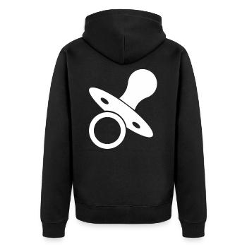 Schnuller Geschenk Kleinkind Baby Schwangerschaft - Unisex Premium Bio Zip Hoodie - Schwarz - Hinten - Nico (187cm)