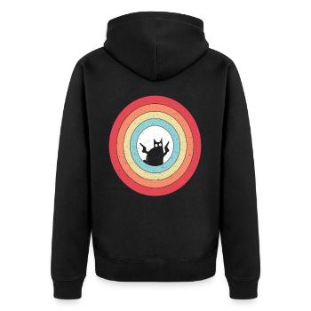 Pew Pew Cat Crazy Cat Funny - Unisex Premium Bio Zip Hoodie - Schwarz - Hinten - Nico (187cm)