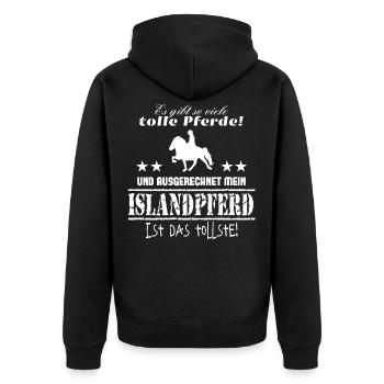 Islandpferd T-Shirt Isländer Islandpony - Unisex Premium Bio Zip Hoodie - Schwarz - Hinten - Nico (187cm)