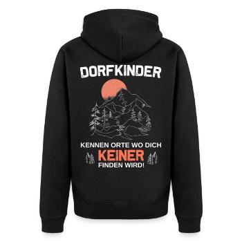 Dorfkinder kennen orte wo dich keiner.. - Unisex Premium Bio Zip Hoodie - Schwarz - Hinten - Nico (187cm)