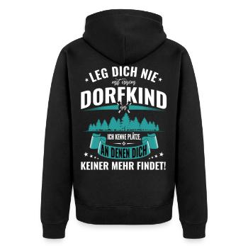 Dorfkind Landleben Dorfkinder Geschenk - Unisex Premium Bio Zip Hoodie - Schwarz - Hinten - Nico (187cm)
