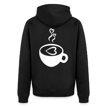 Grain de café tasse de café café caféine cadeau - Veste à capuche bio Premium Unisexe - noir - Dos - Nico (187cm)