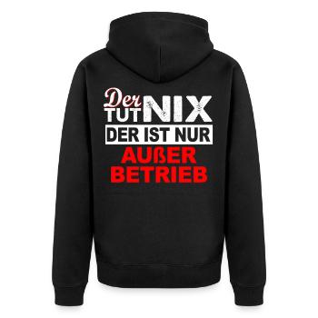 Außer Betrieb Geduldsfaden ist gerissen Arbeit - Unisex Premium Bio Zip Hoodie - Schwarz - Hinten - Nico (187cm)