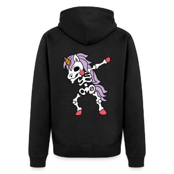 Dabbing Unicorn Skeleton Halloween Skeleton Unicorn - Veste à capuche bio Premium Unisexe - noir - Dos - Nico (187cm)