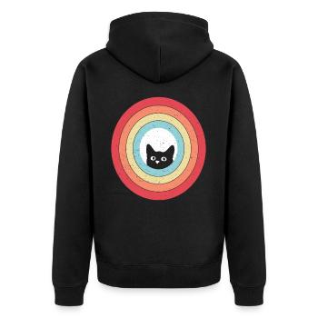 Cat shirt vintage cat t shirt retro cats - Unisex Premium Organic Zip Hoodie - black - Back - Nico (187cm)