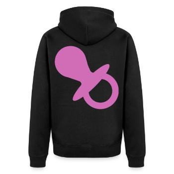 Schnuller Geschenk Schwangerschaft Kleinkind Baby - Unisex Premium Bio Zip Hoodie - Schwarz - Hinten - Nico (187cm)