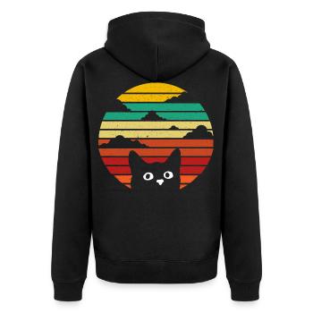Rétro vintage chat coucher de soleil chat vintage - Veste à capuche bio Premium Unisexe - noir - Dos - Nico (187cm)