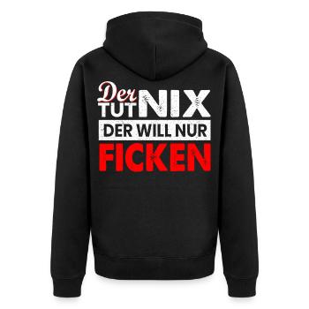 Der tut nix der will nur ficken Sex pervers - Unisex Premium Bio Zip Hoodie - Schwarz - Hinten - Nico (187cm)