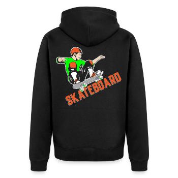 skateboard skateboarding skater skateboarder - Unisex Premium Organic Zip Hoodie - black - Back - Nico (187cm)