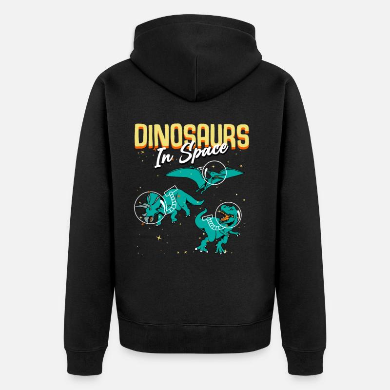 dinosaure dans l'espace - Veste à capuche bio Premium Unisexe - noir
