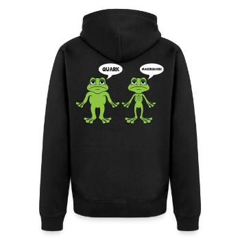 Quark Magerquark - lustige Frosch Grafik - Unisex Premium Bio Zip Hoodie - Schwarz - Hinten - Nico (187cm)