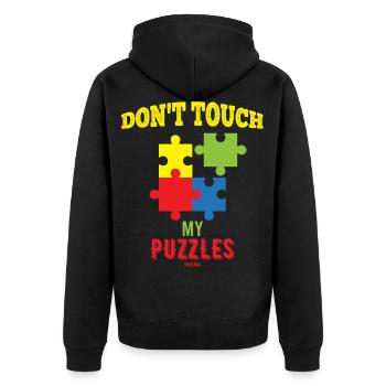 Ne touchez pas à mes puzzles - Veste à capuche bio Premium Unisexe - noir - Dos - Nico (187cm)