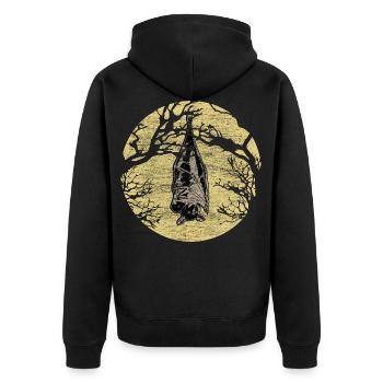 Fledermaus Blut Nachtaktiv - Unisex Premium Bio Zip Hoodie - Schwarz - Hinten - Nico (187cm)