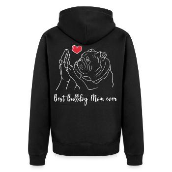 Best Bulldog Mom Ever English Bulldog Lover Owner - Unisex Premium Bio Zip Hoodie - Schwarz - Hinten - Nico (187cm)