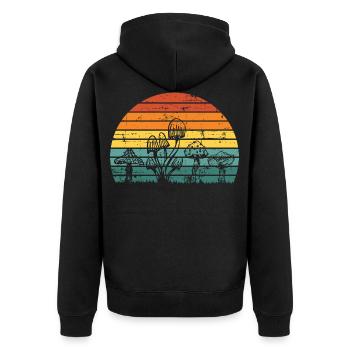 Champignons Vintage Rétro Morilles Champignon - Veste à capuche bio Premium Unisexe - noir - Dos - Nico (187cm)