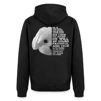 Malteser Hunde Gesicht Friend Partner Defender - Unisex Premium Bio Zip Hoodie - Schwarz - Hinten - Nico (187cm)