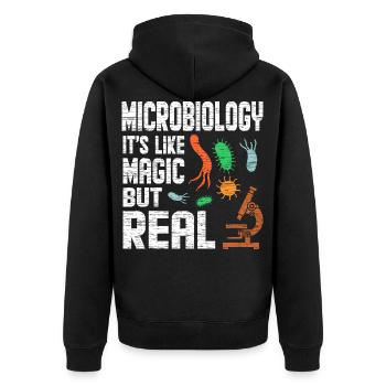 microbiology - Unisex Premium Organic Zip Hoodie - black - Back - Nico (187cm)