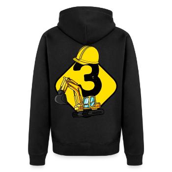 Bagger 3 Jahre Kinder 3. Geburtstag Geschenkidee - Unisex Premium Bio Zip Hoodie - Schwarz - Hinten - Nico (187cm)