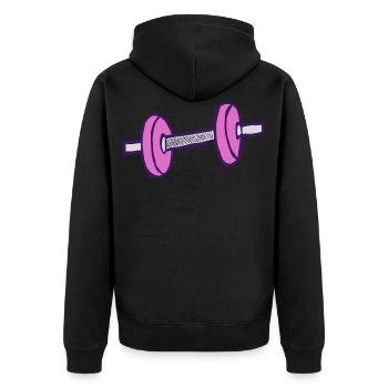 Hantel - Gewichte - Unisex Premium Bio Zip Hoodie - Schwarz - Hinten - Nico (187cm)