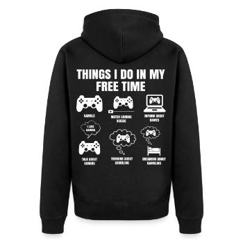 Things I Do In My Free Time Gaming - Unisex Premium Organic Zip Hoodie - black - Back - Nico (187cm)