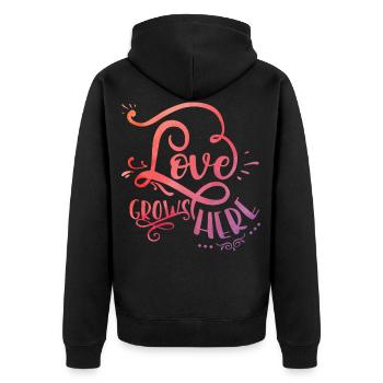 Love grows here - Veste à capuche bio Premium Unisexe - noir - Dos - Nico (187cm)