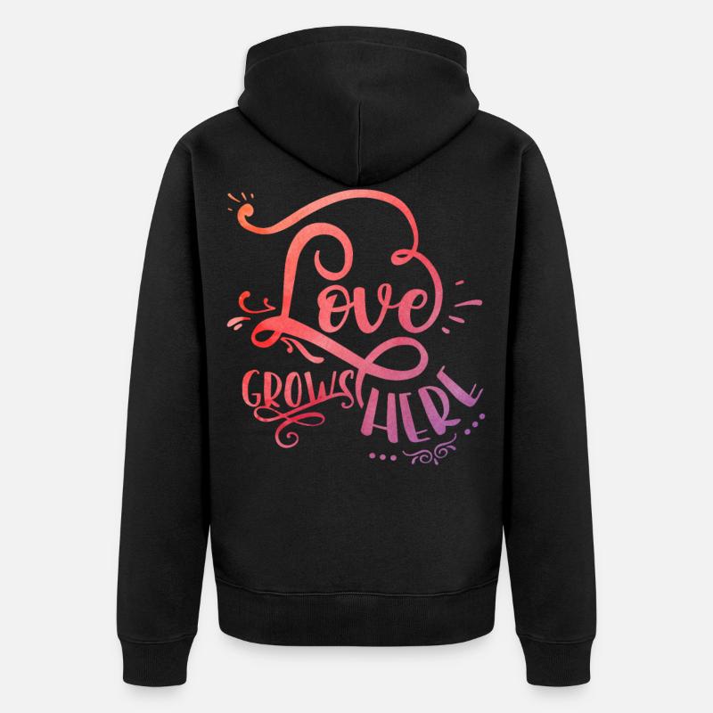 Love grows here - Unisex Premium Bio Zip Hoodie - Schwarz