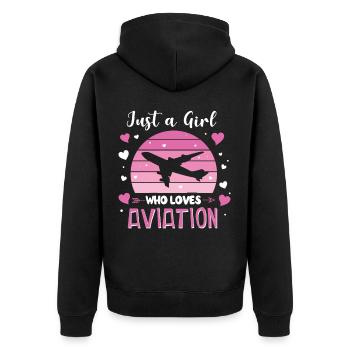 Just A Girl Who Loves Aviation Aviation Airplane - Unisex Premium Organic Zip Hoodie - black - Back - Nico (187cm)