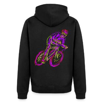 Neon Rennrad Fahrer Neon Art Fahrrad Radsport - Unisex Premium Bio Zip Hoodie - Schwarz - Hinten - Nico (187cm)