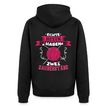 Les vraies sorcières ont deux baguettes de crochet tricot - Veste à capuche bio Premium Unisexe - noir - Dos - Nico (187cm)