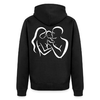 Baby Geschenk Schwangerschaft Familie Kleinkind - Unisex Premium Bio Zip Hoodie - Schwarz - Hinten - Nico (187cm)