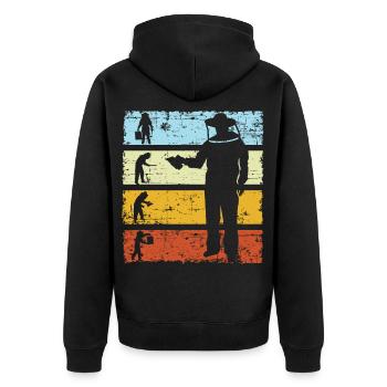 Beekeeper Vintage Bees Whisper Retro Beekeeping - Unisex Premium Organic Zip Hoodie - black - Back - Nico (187cm)