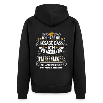 Bester Fliesenleger Handwerker Fliesen Beruf - Unisex Premium Bio Zip Hoodie - Schwarz - Hinten - Nico (187cm)