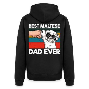 Best Maltese Dad Ever Ghetto Fist Dog Lover Gift - Unisex Premium Bio Zip Hoodie - Schwarz - Hinten - Nico (187cm)