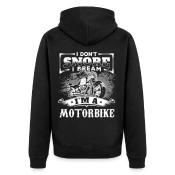 I don’t Snore I Dream I’m A Motorbike Moto - Veste à capuche bio Premium Unisexe - noir - Dos - Nico (187cm)