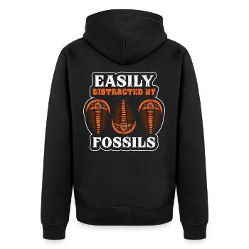 Archäologe Beruf Fossil - Unisex Premium Bio Zip Hoodie - Schwarz - Hinten - Nico (187cm)