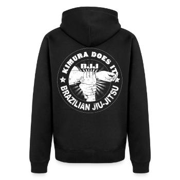 Brazilian Jiu-Jitsu Kimura - Unisex Premium Bio Zip Hoodie - Schwarz - Hinten - Nico (187cm)